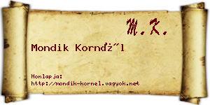 Mondik Kornél névjegykártya